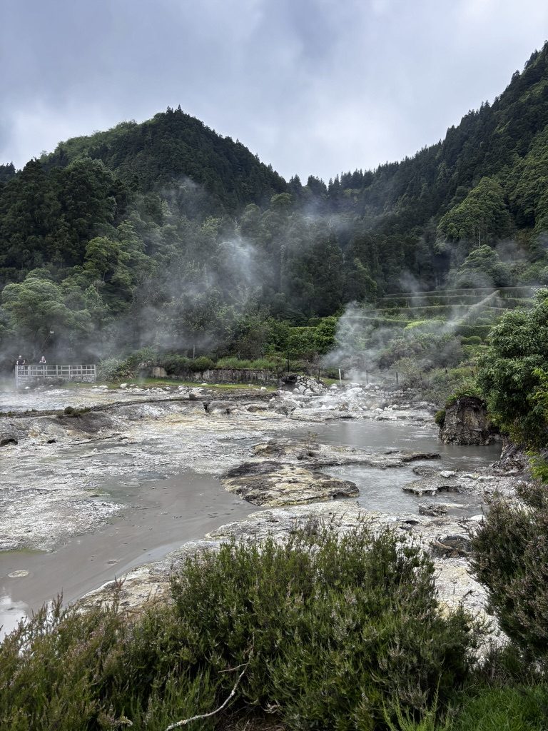 Cozido das Furnas — pots of traditional stew being cooked by geothermal heat in the ground at Furnas